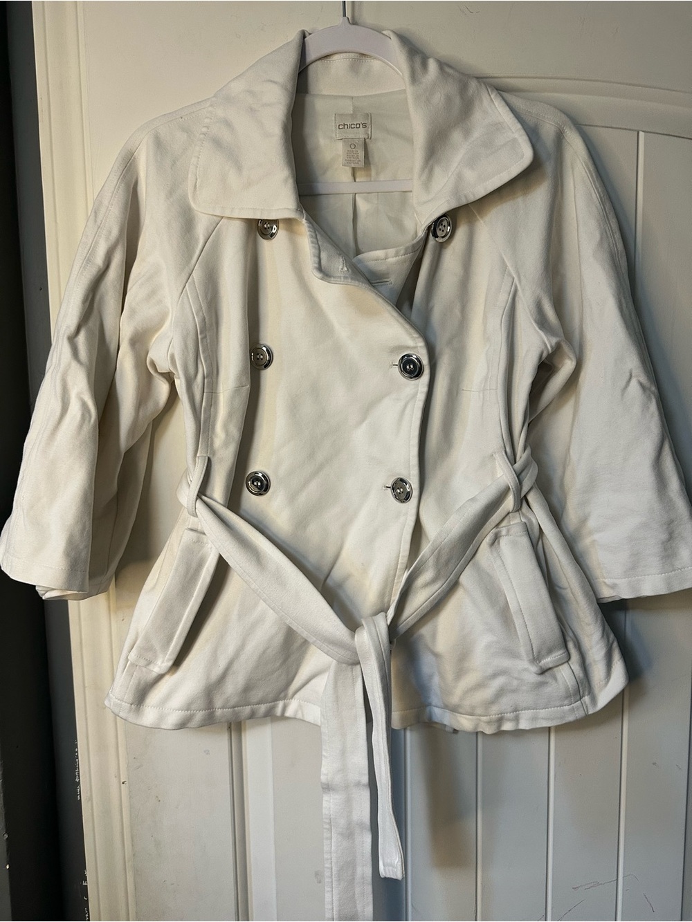 Chico's Double-Breasted Belted Trench Jacket- Size 0 (4)